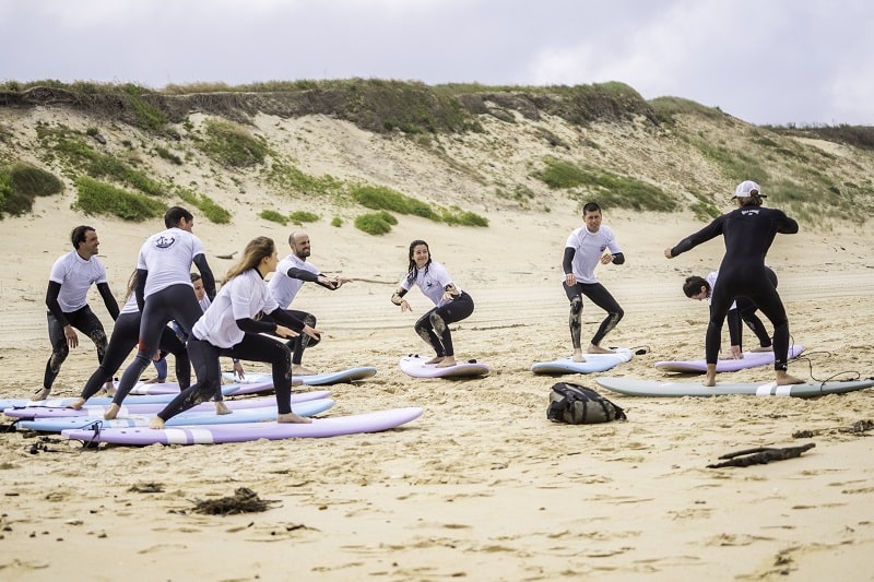 Cours de surf collectif sur la Plage Centrale de Capbreton